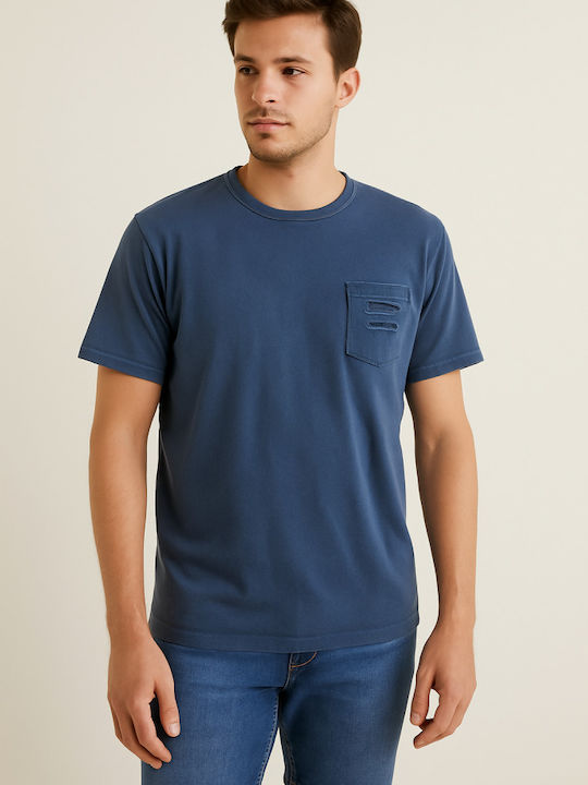 Luciano Faketti T-Shirt Luciano Faketti In Fashion Cotton With Pocket Short Sleeve Blue