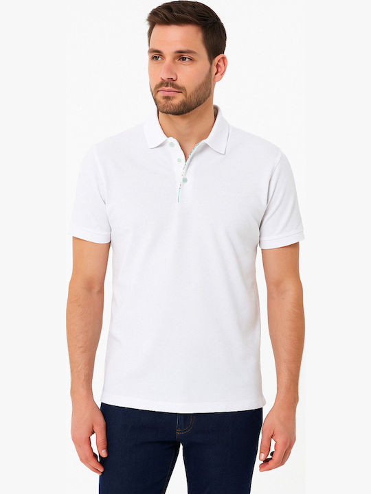 Luciano Faketti Polo Herrenbluse Kurzarm Weiß