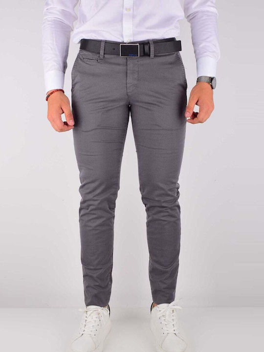 Polbot Chino Trousers Gray Side Pockets Small Pattern Logo Patch On Back Regular Fit Pbt004170182.13
