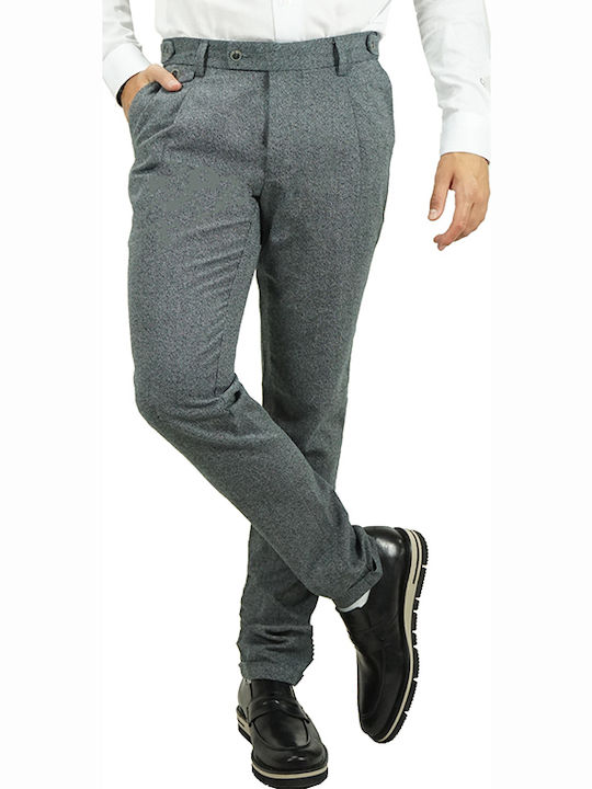 Artisti Italiani Men's Cotton Trousers Gray Slim Fit 22302/s-1 97% Polyester 3% Elastane