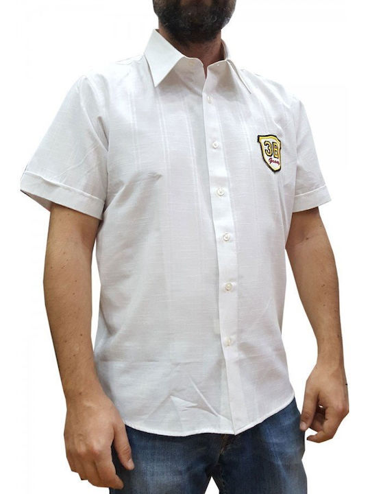 3b Groups Men's Shirt Short Sleeve Narrow Fit Slim Fit White