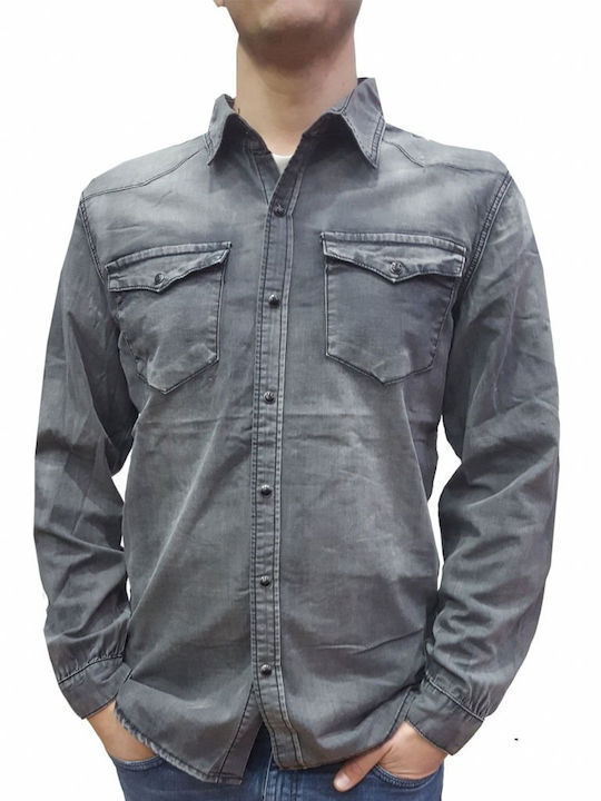 Luciano Faketti Denim Shirt Slim Fit Stone Washed 100% Cotton Luciano Faketti Anthracite