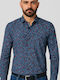 Luciano Faketti Men's Shirt Long Sleeve Blue Floral