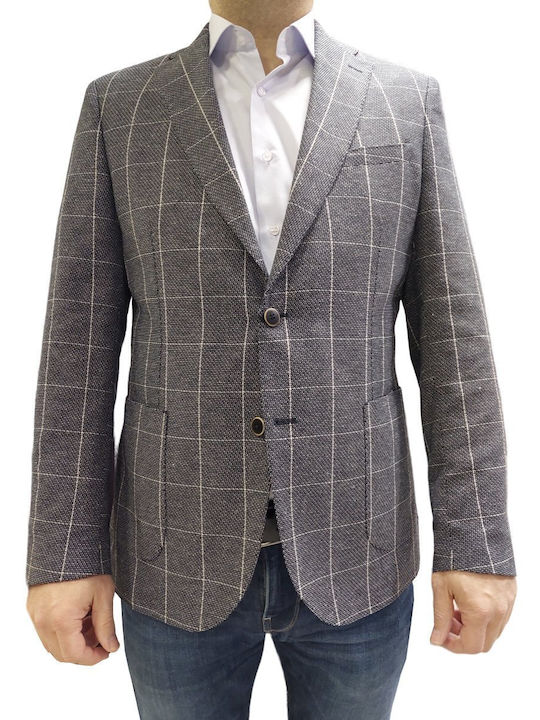 Karierter Graues Herrenanzugsjacke Dino Libero 3205-146 0001
