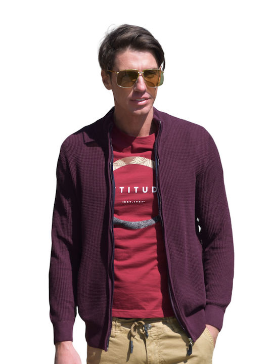 Men's Burgundy Zipper Jacket Code Dem94