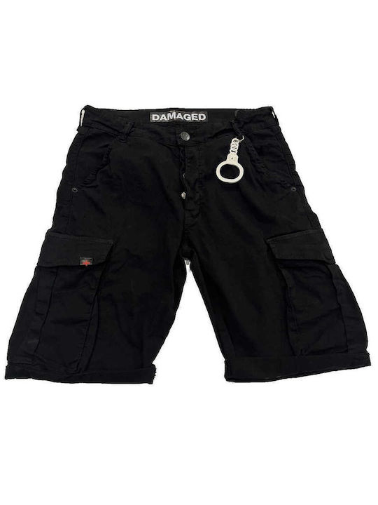 Мъжка Бермуда Cargo Damaged Jeans Rs2b Черно