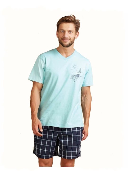 Pijama de Vară pentru Bărbați din Bumbac Regular Fit Mns218