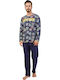 Gazzaz Herrenpyjamas Baumwollpyjama "game Over"-104038 Marineblau