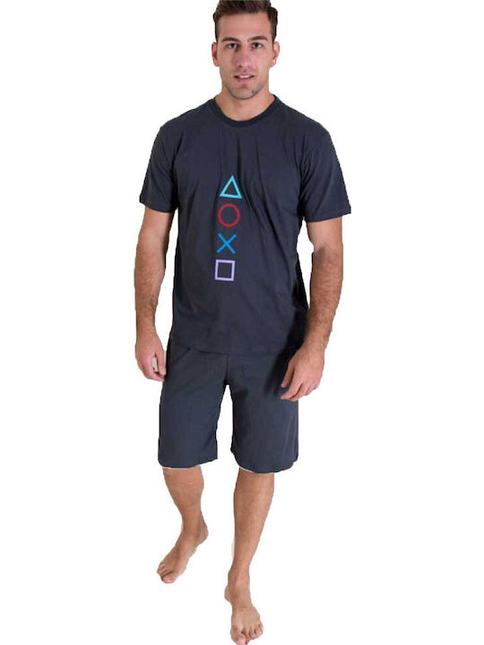 Πιτζάμα Ανδρική Happy Family Playstation Σκούρο Γκρι