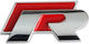 Car Sticker Emblem Logo R-line 30mm X 55mm Red Chromium 1 Piece Zemb-vw-08