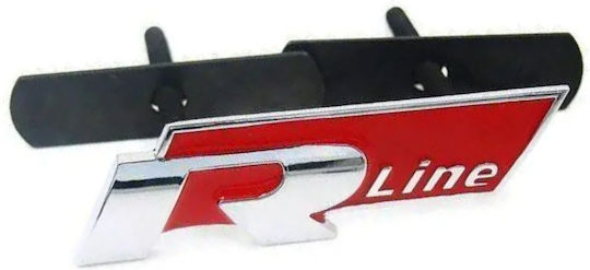 Car Mask Emblem Logo R-line 24mm X 77mm Red 1 Piece Zemb-vw-04