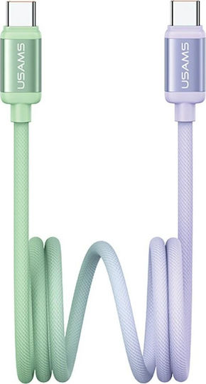 Usams Series Braided USB 2.0 Cable USB-C male - USB-C 60W PD Πράσινο 1.2m SJ756USB02