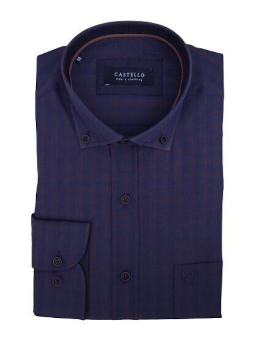 Long Sleeve Shirt in Regular Fit Blue Check