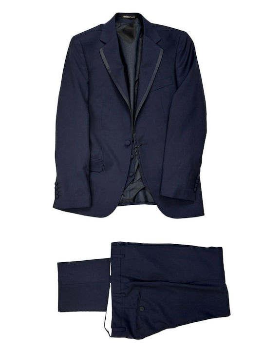 Costum Bărbați Cu vestă Blue