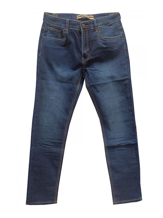 Men's Elastic Jeans Pants with Relaxed Fit Blue
