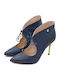 Leather Pointed Toe Blue Heels