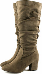 Lemon Suede Women's Boots with Medium Heel Brown