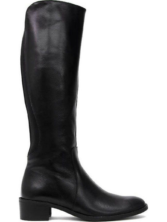 Bacali Collection Leder Damenstiefel mit Gummizug Schwarz Bacali Collection Leder Damenstiefel mit Gummizug Schwarz