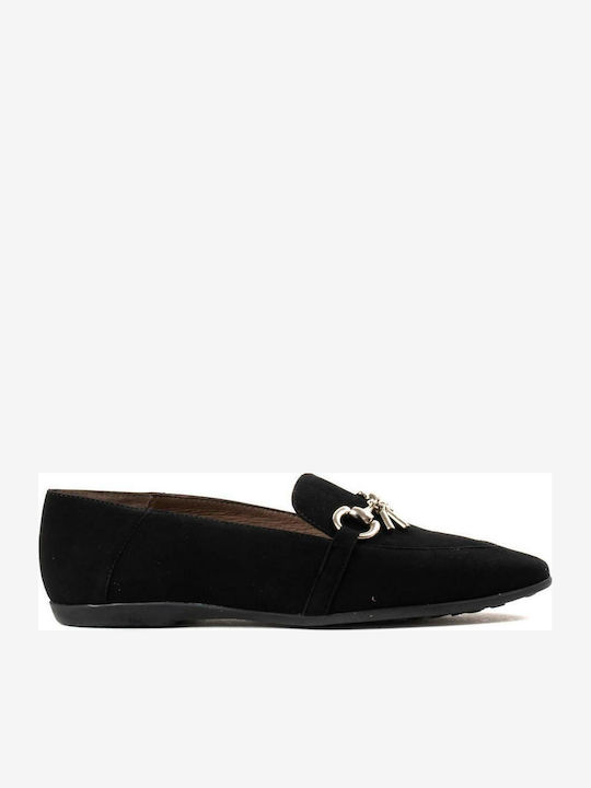 Leather Women's Loafers in Black Color