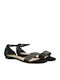 Leather Women's Flat Sandals in Black Color