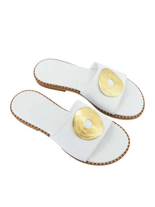 Dermatina 100 Sandale casual damă din piele Albă