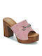 Mules with Chunky High Heel in Lilac Color