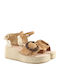 Women's Leather Ankle Strap Platforms Brown