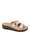 2070 Women's Leather Platform Wedge Sandals Beige