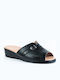 Women's Leather Platform Wedge Sandals Black