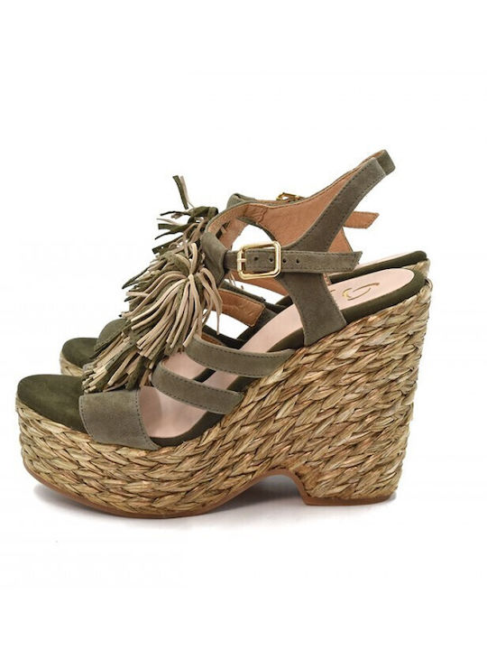 Damenplattformen Khaki