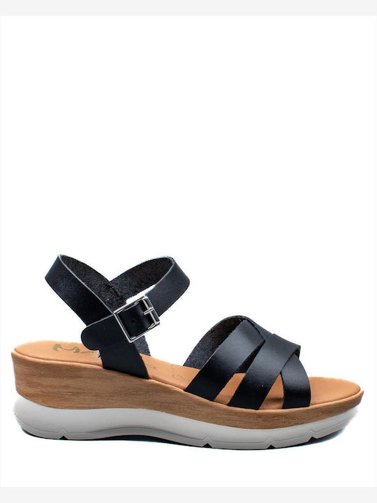 Women's Leather Platform Shoes Black