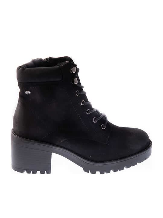 Suede Women's Ankle Boots with Medium Heel Black