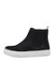 Leder Damen Stiefeletten Schwarz