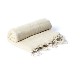 Meditationsschal aus Creme Baumwolle Yoga - Pilates Zubehör Made in Nepal 200x80cm