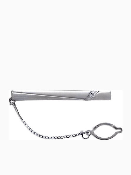 SilverBrand.gr Clip Γραβάτας από Ατσάλι Ασημί