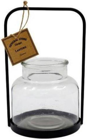 Atmosphera Laterne Glas Schwarz 12.5x21cm 1Stück