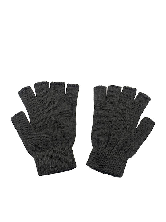 Men's Knitted Fingerless Gloves Khaki Half Fingers