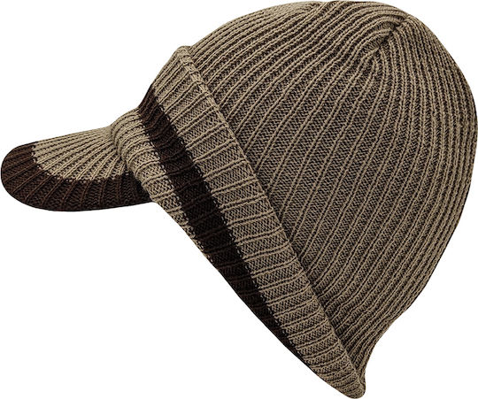 Beanie Männer Beanie mit Rippstrick in Braun Farbe