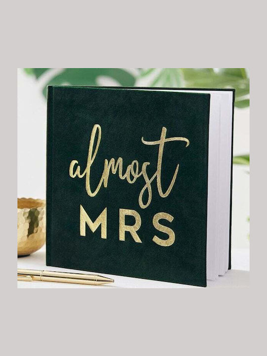 Βιβλιο Ευχων Bachelor Almost Mrs Βελουδο 21x21cm Σκουρο Πρασινο Χρυση Γρα