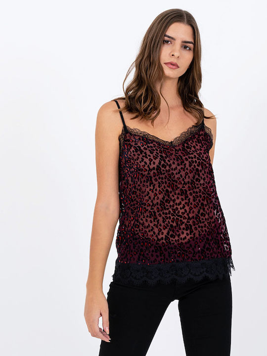 Women's Lingerie Top Checked Burgundy