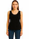 Damen Sommer Bluse Baumwolle Ärmellos Black