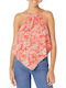 Women's Summer Blouse Cotton Sleeveless Floral STRAWBERRY COMBO
