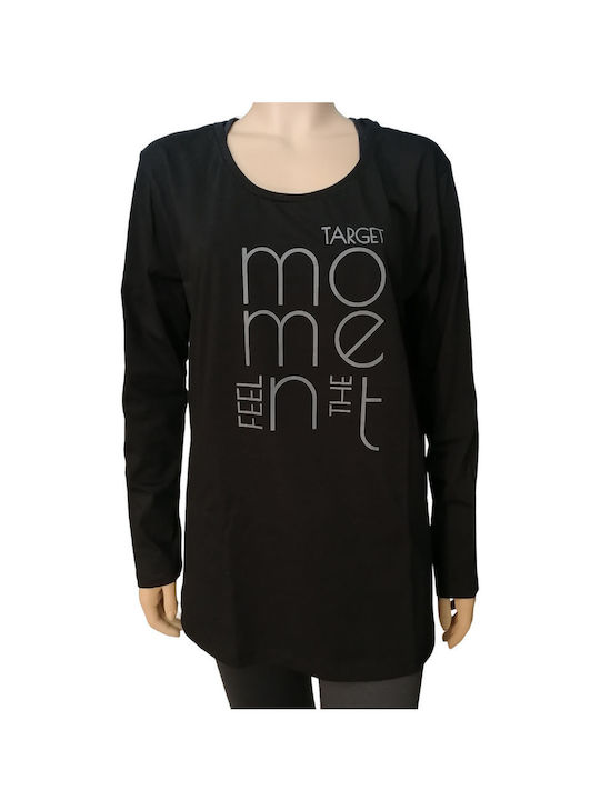 Target Damen Bluse Baumwolle Langärmelig Black