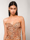 Nellie Women's Blouse Corset Strapless Animal Print Leopard