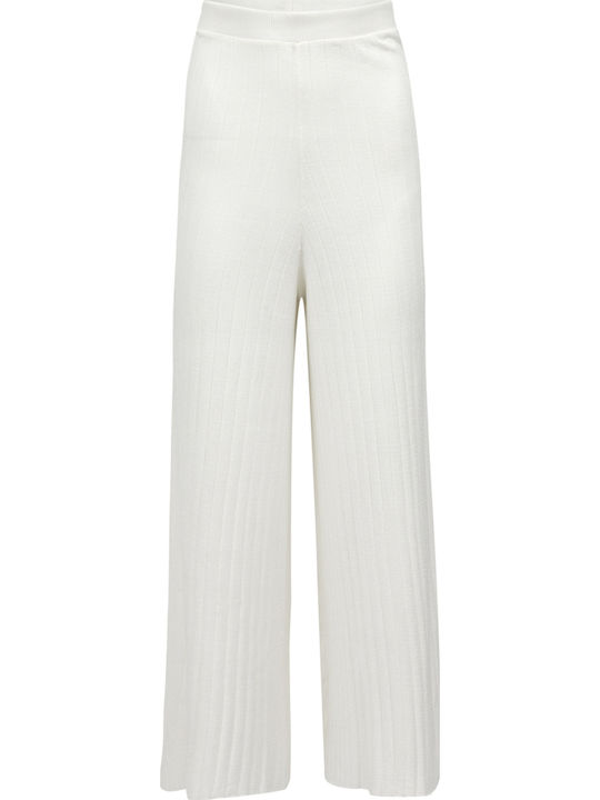 Women's High Waist Pantaloons with Rubber Band White