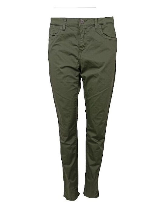 Berlin High Waist Women's Jean Trousers in Slim Fit Khaki