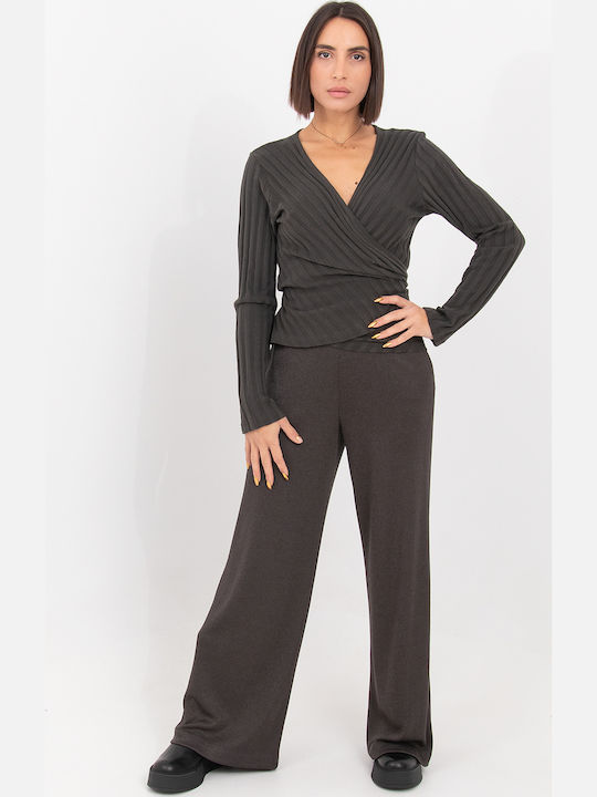 L.A Dolls Damen Stoff Hose Gray