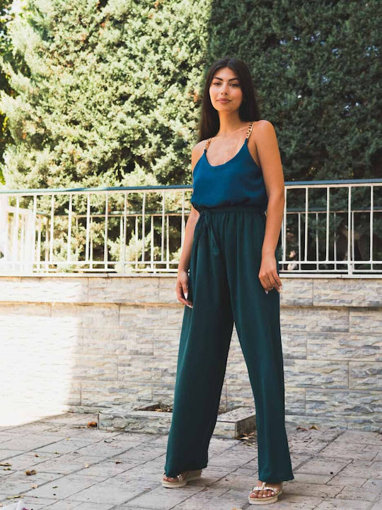 Damenhose in Breit Bein Stil Petrol G-Pantaloons-100-E11(34455)