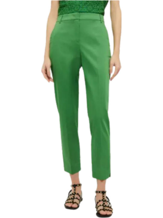 Nicole Women's Fabric Trousers Straight Line Green