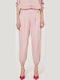 Dama Tesatura Pantaloni Cargo cu Elastic cu Croială Normală Pink